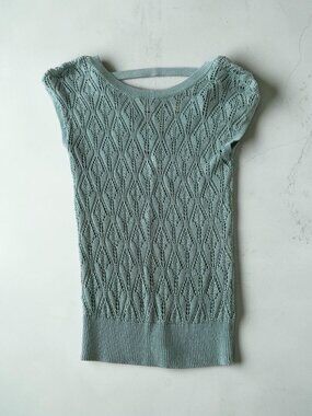 WHBM Mint Eyelet Short Sleeve Sweater Size XS